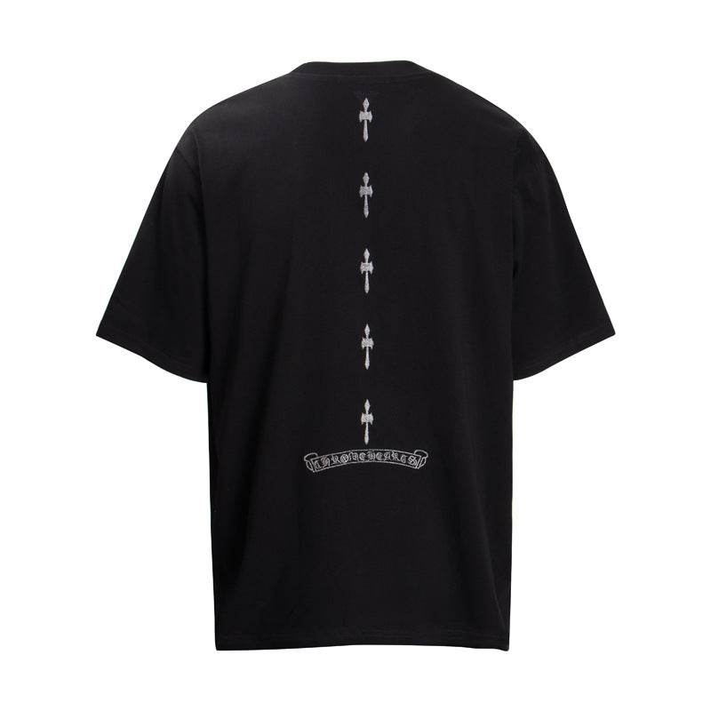 CHH Chrome Heart T Shirts Cross Color Printed Short Sleeve T-Shirt