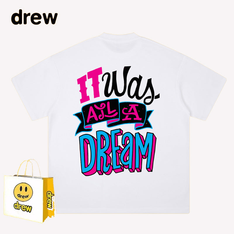 Drew T-shirts Smiley Face Printing Couple High Street